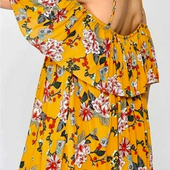 NWT GiGi JAPNA L XL RAYON LIGHTWEIGHT DRESS STRAPS with COLD SHOULDERS MUSTARD - Picture 3 of 13